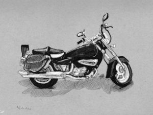 הדפס של רישום של אופנוע ראשל"צי מס 1 על נייר אמנות