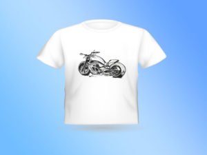חולצת טריקו מודפסת עם רישום של אופנוע הארלי מהצד