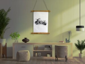 הדפס יפני של איור אופנוע הארלי דוידסון